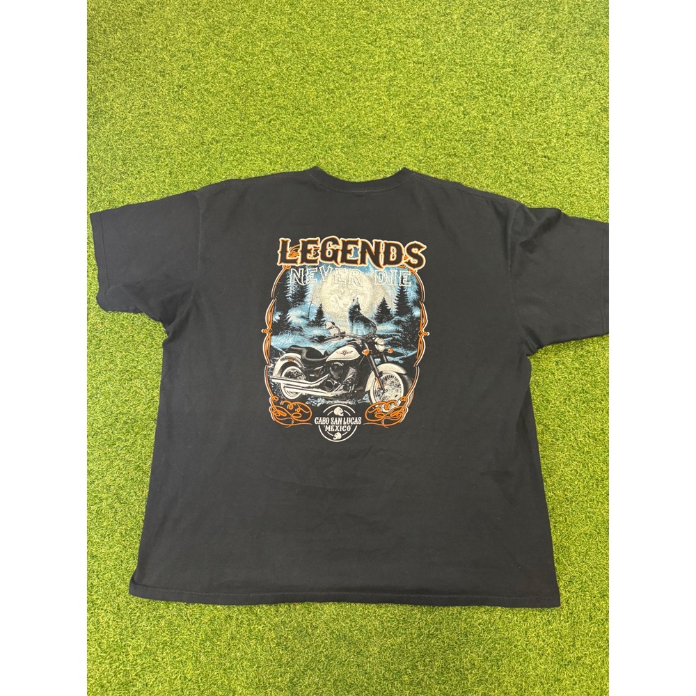 Aloha Legends Never Die Cabo San Lucas Mexico Biker Wolf T-Shirt Mens‎ XXL Black